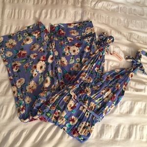 Floral jumpsuit adjustable shoulder straps Rayon